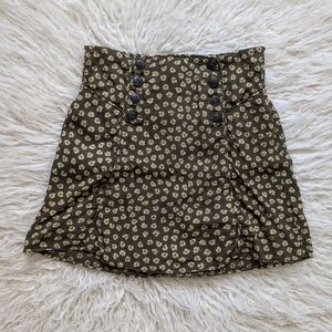 Madewell Green Floral A Line Mini Skirt Smocked Elastic Waist Women's XS